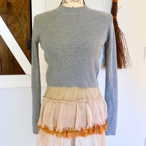 Brandy Melville Sweater gray ribbed cropped mock neck